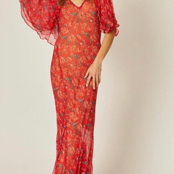 Ramya Dress Chiffon Water Color Vermil - Picture 2 of 7